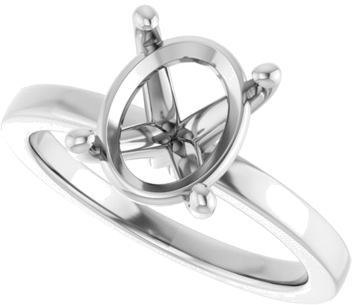 Sužadėtuvių Žiedas „Solitaire“ 14k white gold Oval 10mm x 8mm (5)