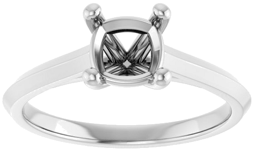 14K White 6 mm Cushion Solitaire Engagement Ring Mounting (3)