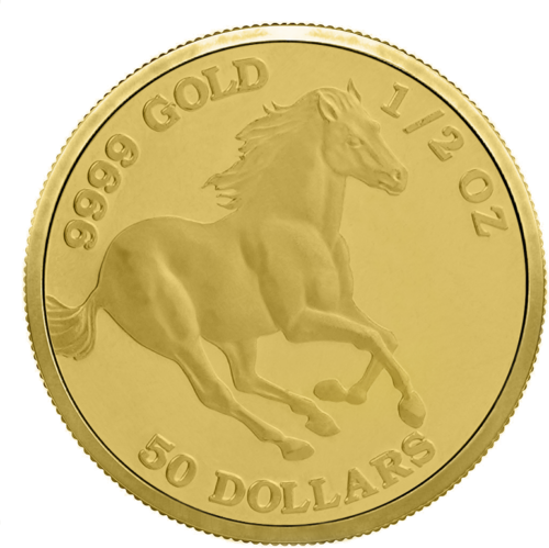 50 долларов Конь 2002 Тувалу золатая монета (1)