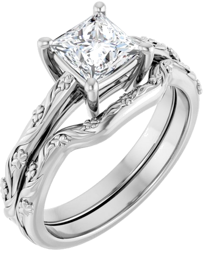 Sužadėtuvių Žiedas „Solitaire“ 14k white gold Square 5.5mm (6)