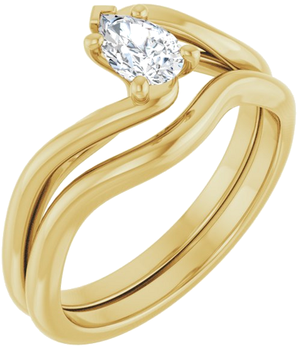 Sužadėtuvių Žiedas „Bypass“ 14k yellow gold Pear 6mm x 4mm (6)