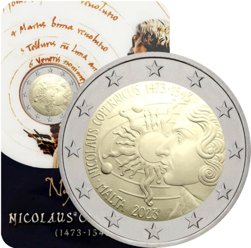 2021 Malta Nicolaus Copernicus 2 euro BU coin card (1)