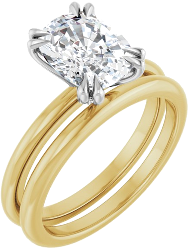 Sužadėtuvių Žiedas „Double Claw-Prong“ 14k yellow/white gold Elongated Cushion 9mm x 7mm (6)