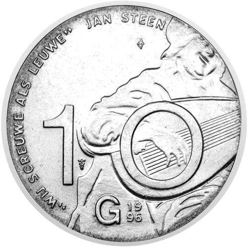 10 guldeni Beatrixs Jans Stens 1996 Nīderlande sudraba monēta (1)