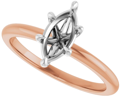 14K Rose White 9x4.5 mm Marquise Solitaire Engagement Ring Mounting (5)