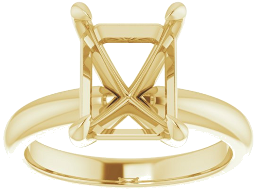 14K Yellow 10x8 mm Emerald Solitaire Engagement Ring Mounting (3)