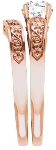 Sužadėtuvių Žiedas „Floral Solitaire“ 585 Rožinis Aukso Round 5.2mm (9)