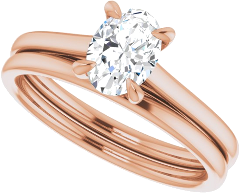 14K Rose  7x5 mm Oval Solitaire Engagement Ring Mounting (10)