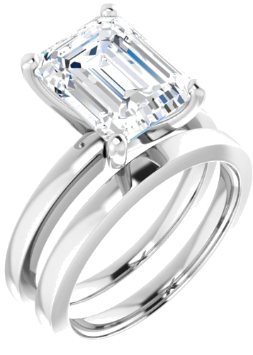 14K White 10x8 mm Emerald Solitaire Engagement Ring Mounting (6)