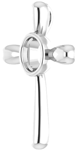 Pakabukas „Solitaire Bezel-Set Cross“ 925 Sidabro Oval 8mm x 6mm (2)