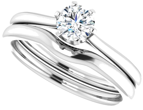 Sužadėtuvių Žiedas „Solitaire“ 585 Baltojo Aukso Round 4.8mm (10)