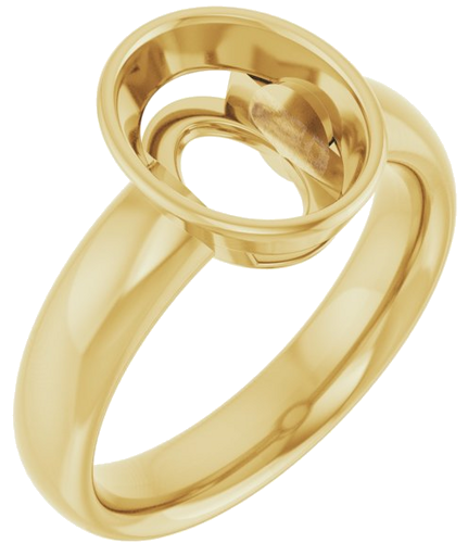 Sužadėtuvių Žiedas „Bezel-Set Solitaire“ 585 Geltonojo Aukso Oval 10mm x 8mm (1)