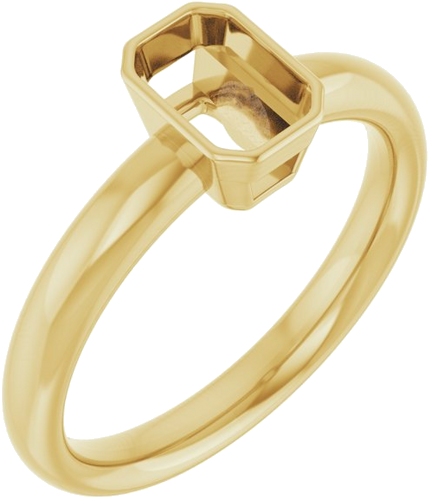 Sužadėtuvių Žiedas „Bezel-Set Solitaire“ 14k yellow gold Emerald 6mm x 4mm (1)