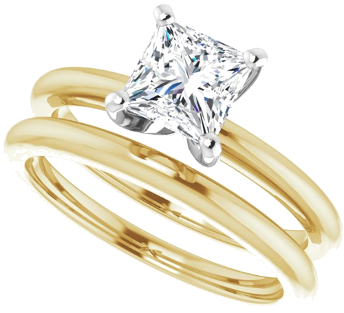 Sužadėtuvių Žiedas „Solitaire“ 585 Baltojo Ir Geltonojo Aukso Square 5.5mm (10)