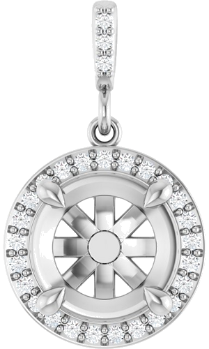 Pakabukas „Halo-Style“ 14k white gold Round 8.5mm (1)