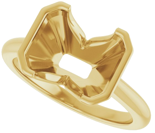 Sužadėtuvių Žiedas „Half-Bezel Solitaire“ 14k yellow gold Emerald 10mm x 8mm (5)