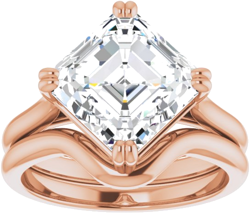 14K Rose 9 mm Asscher Solitaire Engagement Ring Mounting (8)