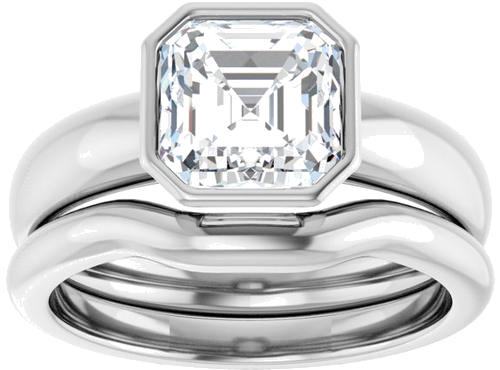 Sužadėtuvių Žiedas „Bezel-Set Solitaire“ 14k white gold Asscher 7mm (8)