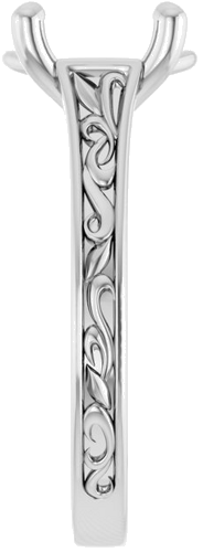 Sužadėtuvių Žiedas „Solitaire Scroll“ 14k white gold Oval 11mm x 9mm (4)