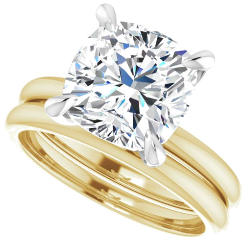 Sužadėtuvių Žiedas „Solitaire“ 14k yellow/white gold Cushion 9mm (10)