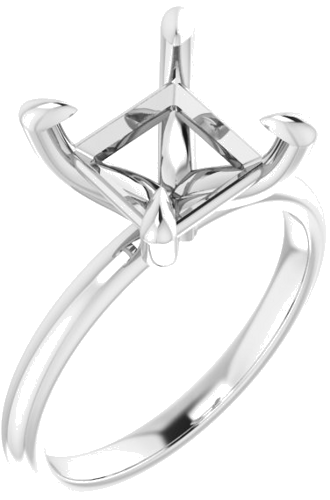 14K White  8x8 mm Square Solitaire Engagement Ring Mounting (1)