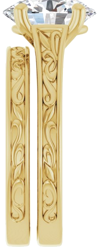 Sužadėtuvių Žiedas „Solitaire Scroll“ 14k yellow gold Oval 10mm x 8mm (9)