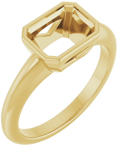 Sužadėtuvių Žiedas „Bezel-Set Solitaire“ 14k yellow gold Emerald 8mm x 6mm (1)