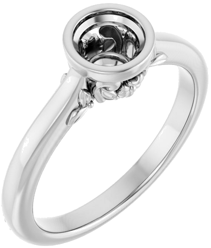 14K White 5.2 mm Round Solitaire Engagement Ring Mounting (1)
