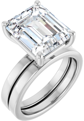 Sužadėtuvių Žiedas „Solitaire“ 14k white gold Emerald 12mm x 10mm (6)