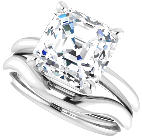 14K White 9 mm Asscher Engagement Ring Mounting (10)