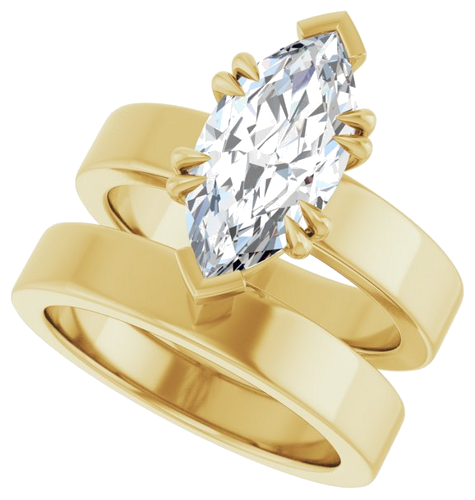 Sužadėtuvių Žiedas „Double Claw-Prong Solitaire“ 14k yellow gold Marquise 14mm x 7mm (10)