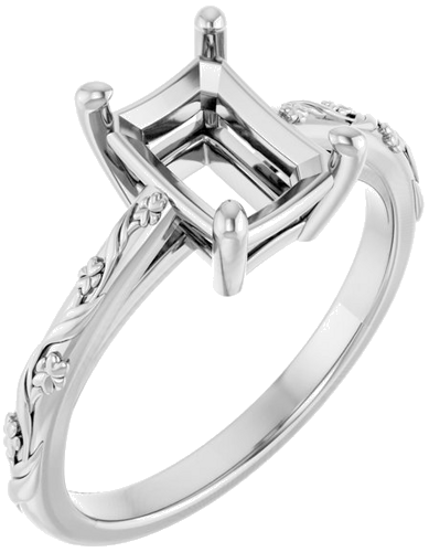 Sužadėtuvių Žiedas „Solitaire“ 14k white gold Emerald 8mm x 6mm (1)