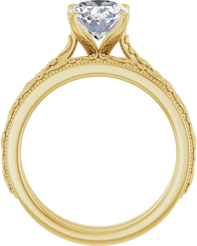 Sužadėtuvių Žiedas „Solitaire Sculptural“ 14k yellow gold Oval 9mm x 7mm (7)