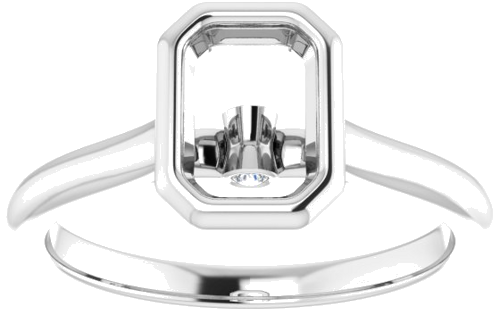 Sužadėtuvių Žiedas „Bezel-Set Accented“ 14k white gold Emerald 7mm x 5mm (3)