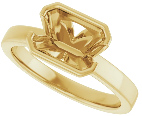 Sužadėtuvių Žiedas „Half-Bezel Solitaire“ 14k yellow gold Emerald 8mm x 6mm (5)