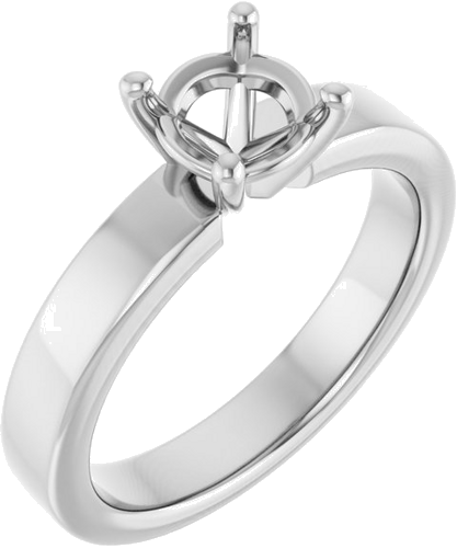 14K White 6.5 mm Round Solitaire Engagement Ring Mounting (1)