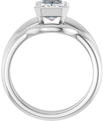 Sužadėtuvių Žiedas „Bezel-Set Solitaire“ 585 Baltojo Aukso Emerald 8mm x 6mm (7)