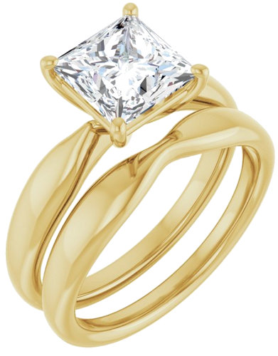 14K Yellow  7 mm Square Solitaire Engagement Ring Mounting (6)