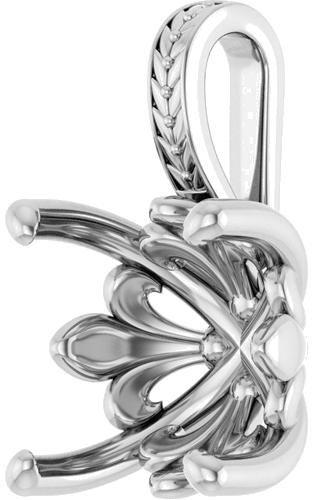 Pakabukas „Floral-Inspired Solitaire“ 14k white gold Cushion 10mm (2)