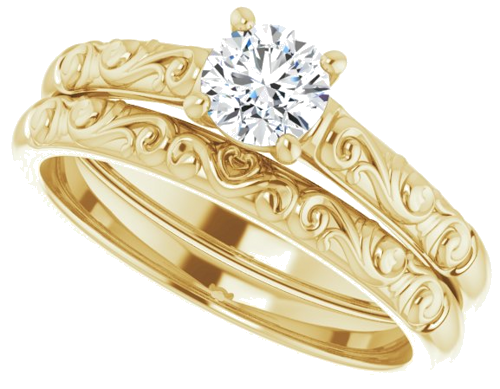 Sužadėtuvių Žiedas „Solitaire“ 14k yellow gold Round 4.8mm (10)