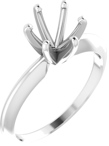 Sužadėtuvių Žiedas „Solitaire“ 585 Baltojo Aukso Round 6.6mm x 7.2mm (1)