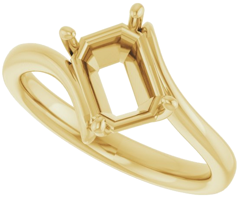 Sužadėtuvių Žiedas „Solitaire Bypass“ 14k yellow gold Emerald 8mm x 6mm (5)