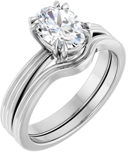 Sužadėtuvių Žiedas „Double Claw-Prong Solitaire“ 14k white gold Oval 8mm x 6mm (6)