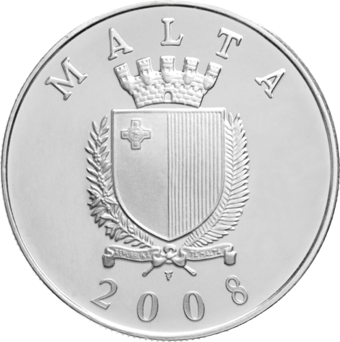 2008 Malta Auberge de Castille 10 eurų sidabrinė moneta (2)