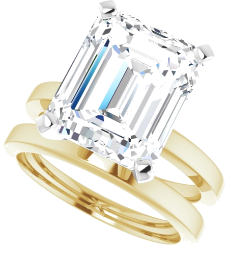 Sužadėtuvių Žiedas „Solitaire“ 14k yellow/white gold Emerald 12mm x 10mm (10)
