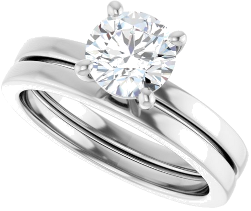 Sužadėtuvių Žiedas „Solitaire“ 14k white gold Round 6.5mm (10)