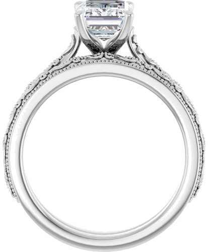 14K White  8x6 mm Emerald Solitaire Engagement Ring Mounting (7)