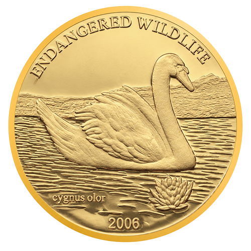 2006 Laukinė gulbė 1000 tugrikų Monolija auksinė moneta (1)