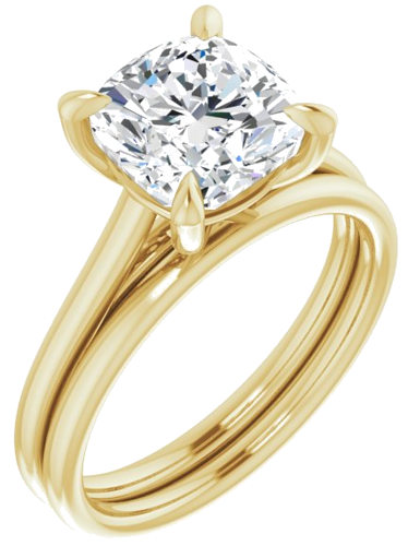 14K Yellow  8 mm Cushion Solitaire Engagement Ring Mounting (6)