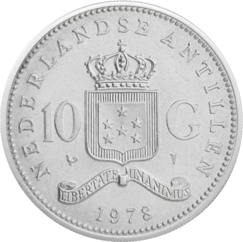10 guldenų Nyderlandų Antilų bankas 1978 sidabrinė moneta (1)